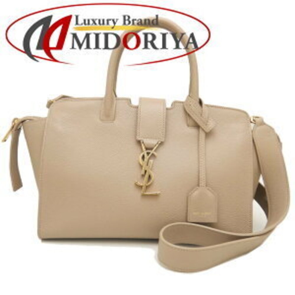 SAINT LAURENT Downtown Handbag Grained Leather Beige